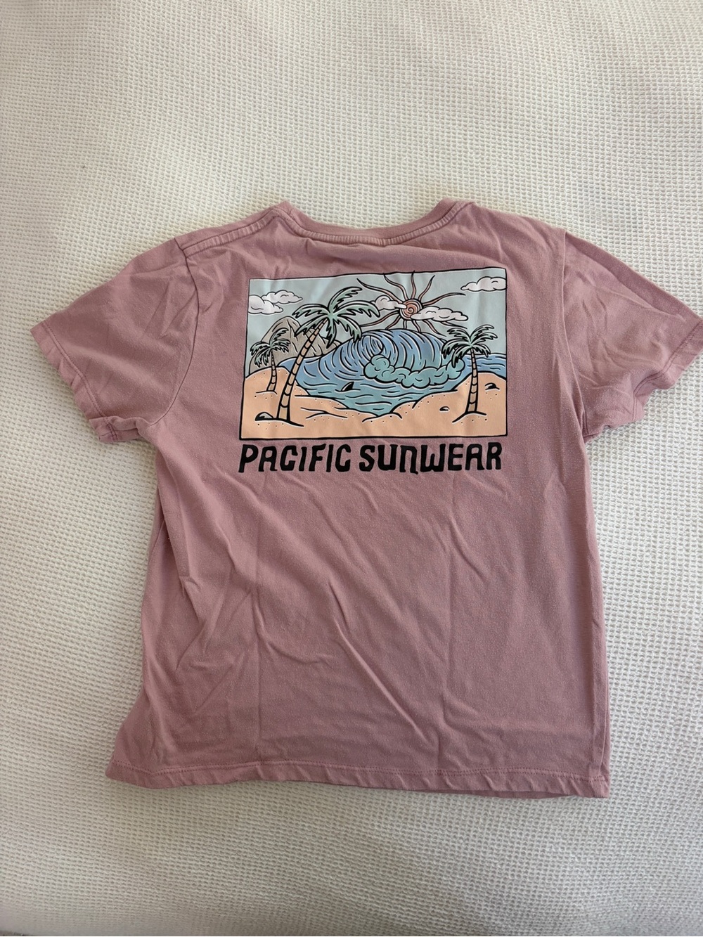 PacSun Mauve Graphic Tee with Beach Wave Print